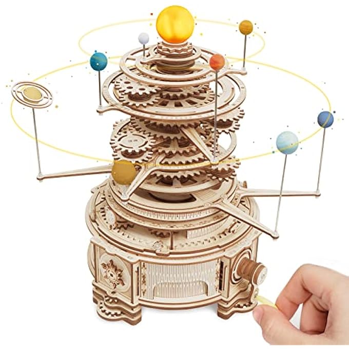 3D WOODEN PUZZLE FOR ADULTS DIY SOLAR SYSTEM MODEL KIT MECHANICAL ORRERY CRAFT KITS TO BUILD UNIQUE GIFT FOR TEENS - Image 1